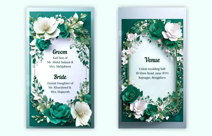 Beautiful 3D Floral Wedding Invitation E-Card Design Instagram Story